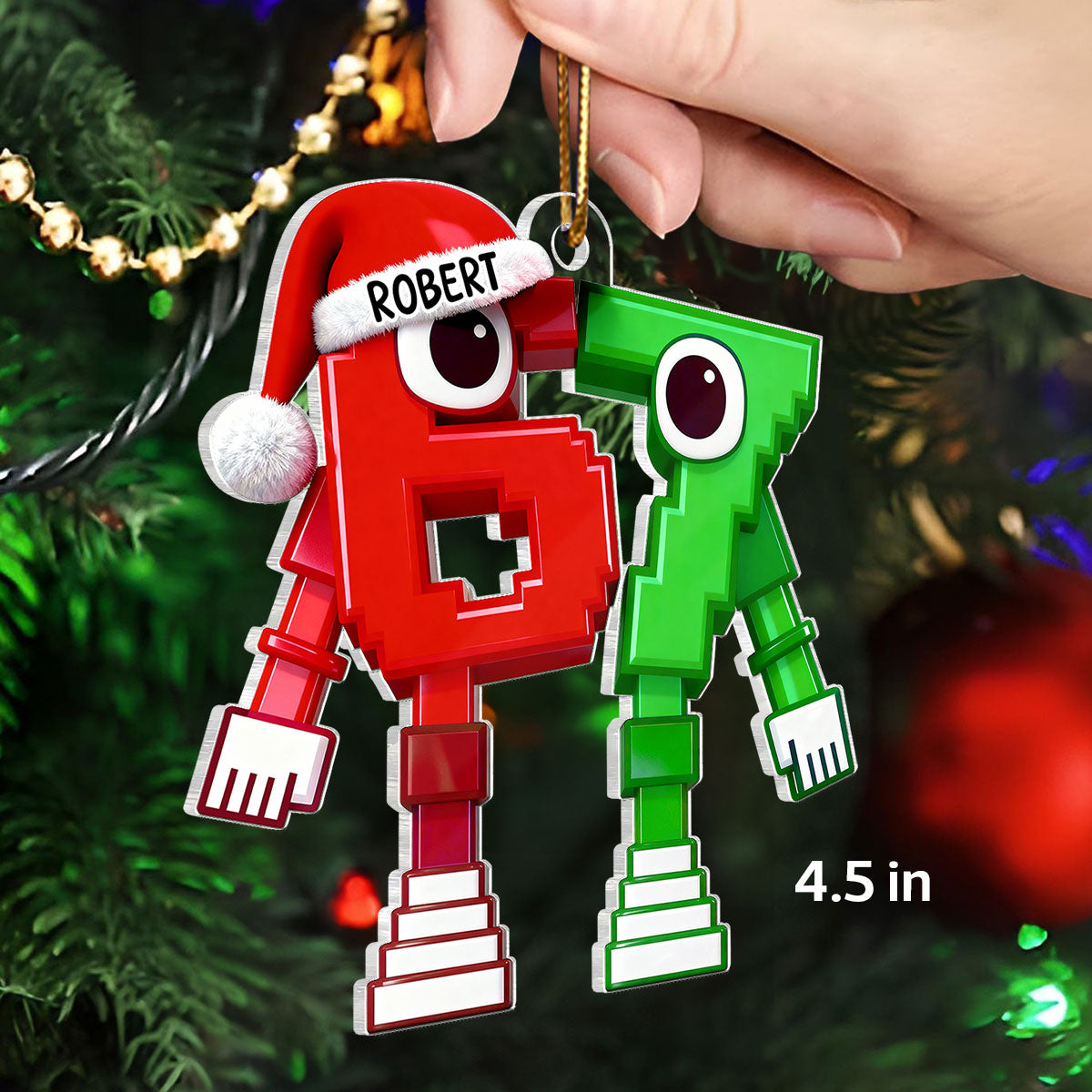 3D Effect 67 Brain Rot Christmas Ornament – Personalize Funny Roblox Style Kid Gift