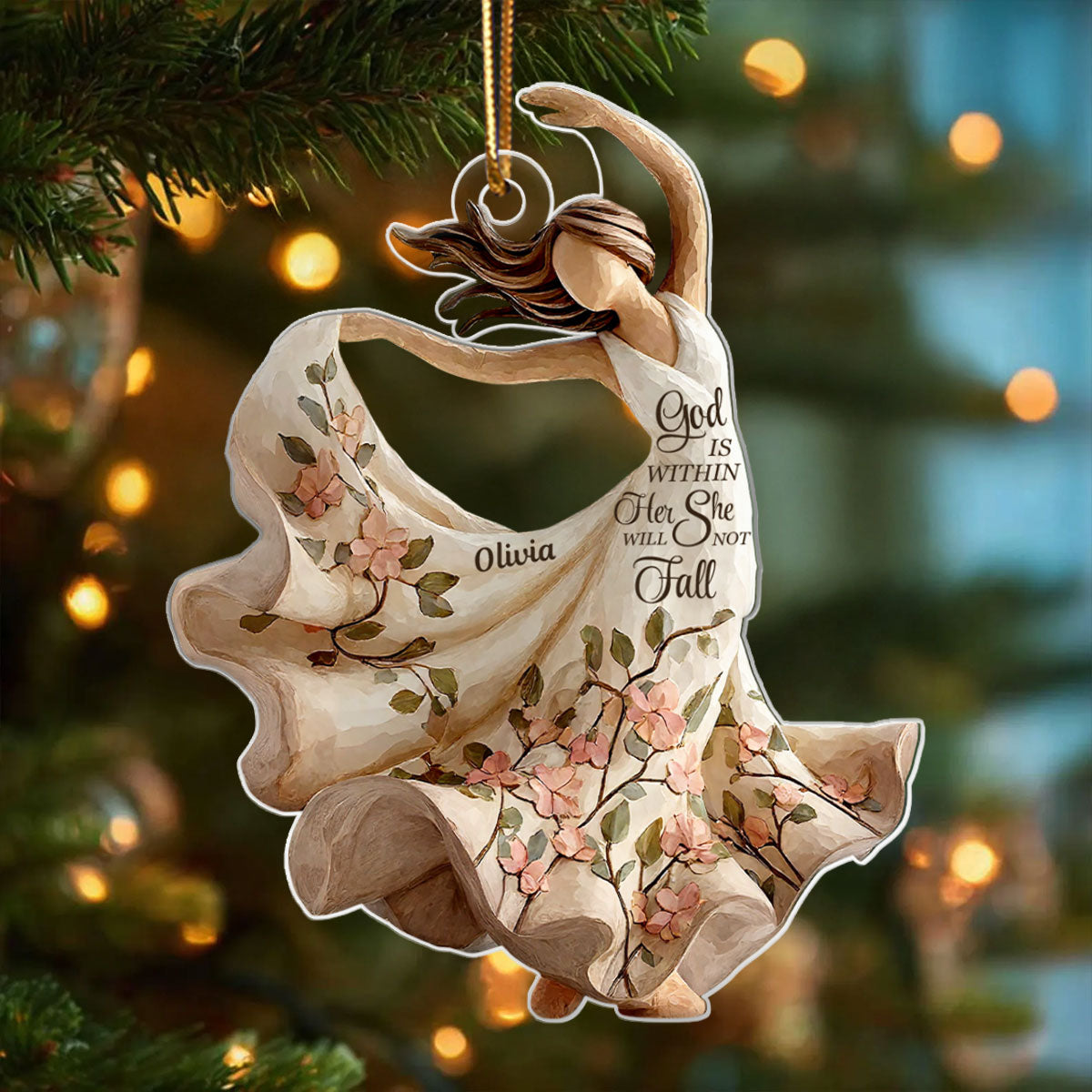 God Is Within Her She Will Not Fall Wooden Figurine - Personalized Acrylic Ornament - Christmas Gift For Her, Mom, Grandma
