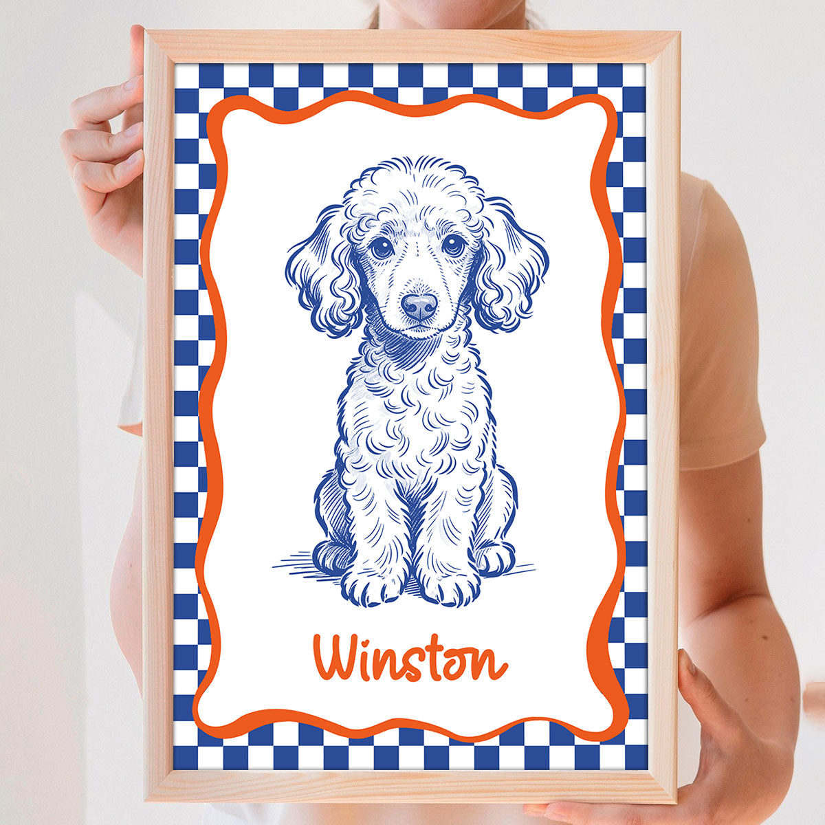 Custom Doodle Dog Portrait Minimalist, Unique Dog Art - Personalized Poster - Retro Pet Prints Gift