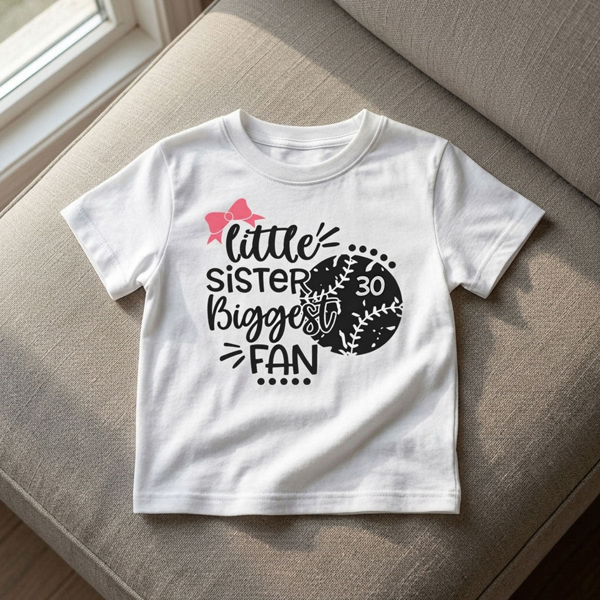 Little Sister Little Brother Biggest Fan - Personalized Kid Shirt - Baseball Little League Game Day Light Color Shirt