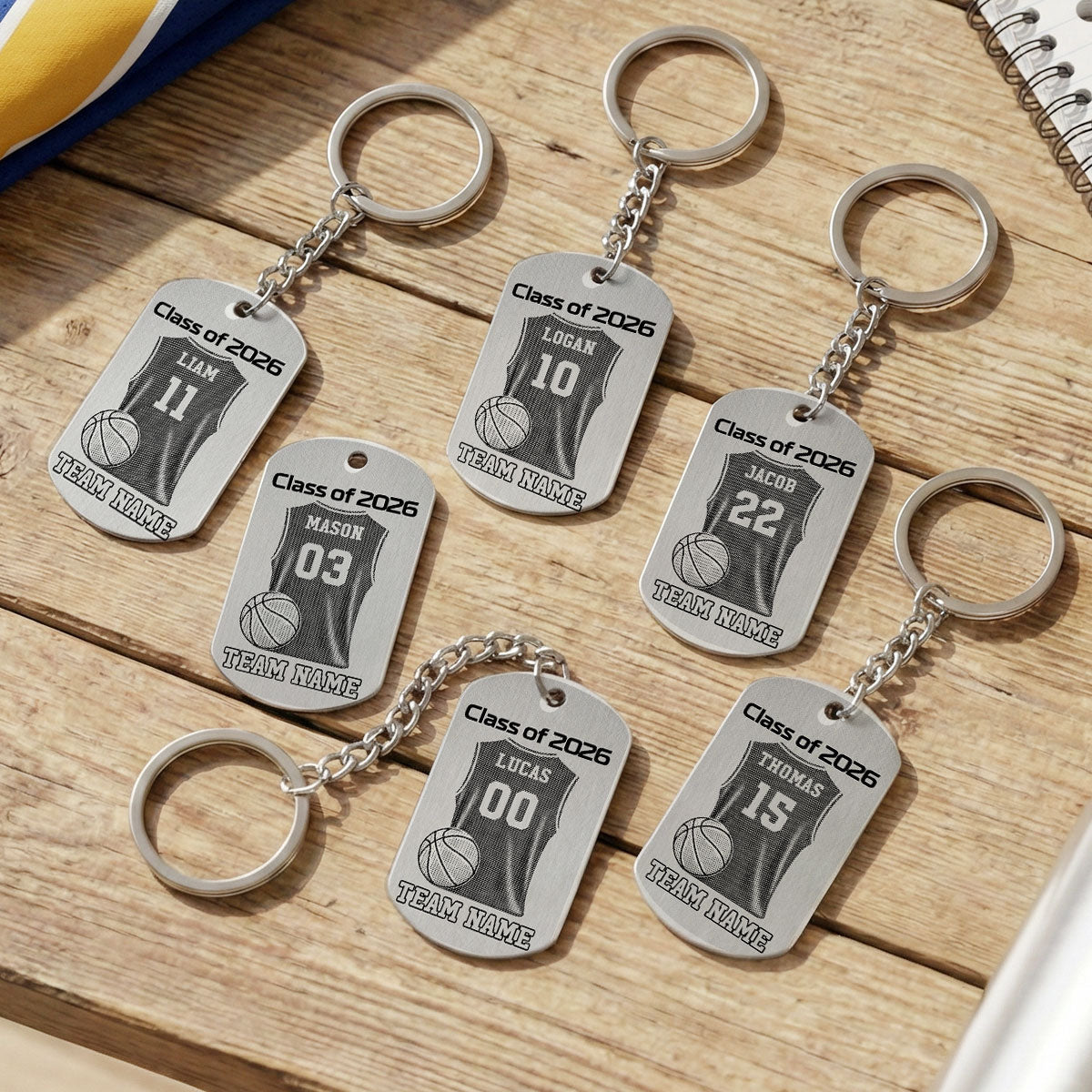 Sport Player Graduation Keepsake - Personalized Metal Keychain - Graduation Gift, Basketball, Baseball, Football