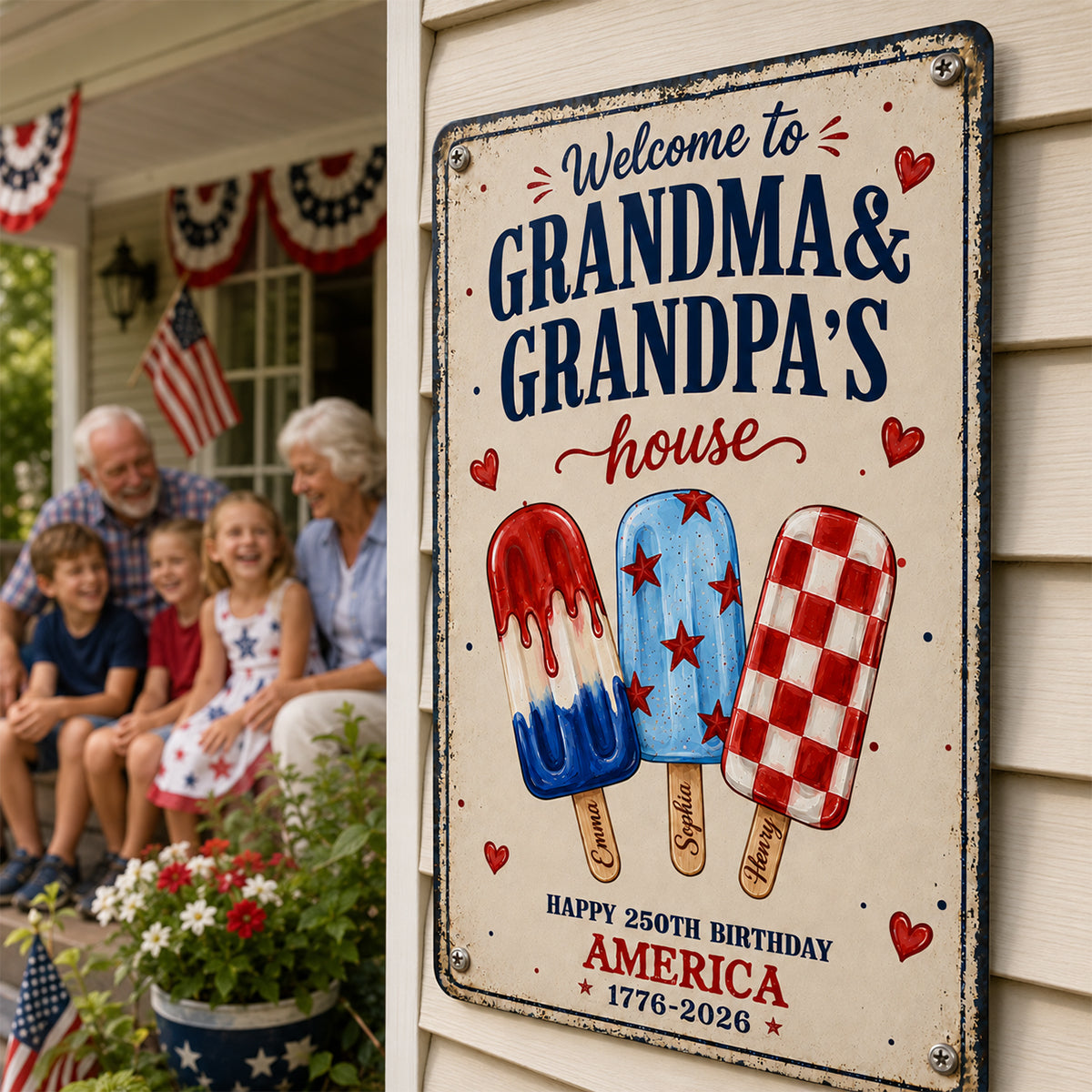 Welcome to Grandma Grandpa's House, 250th Anniversary - Personalized Metal Sign - Summer Decor