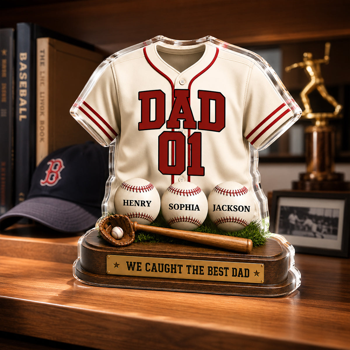 Baseball Dad Legend We Caught The Best Dad - Personalized Acrylic Block Plaque -  Gift For Dad, Husband