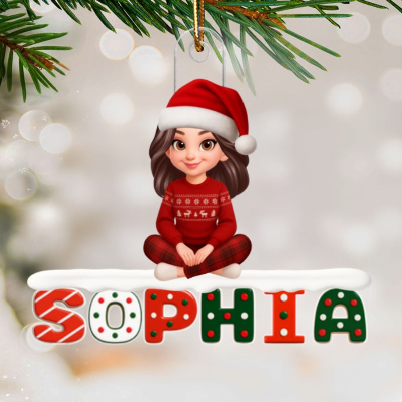 3D Effect Festive Family Member Name - Personalized Acrylic Ornament - Gift For Family