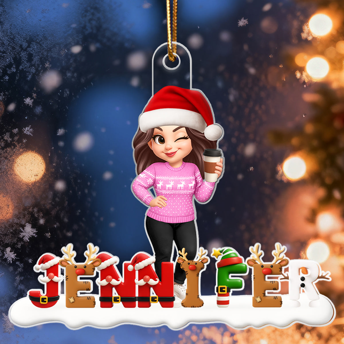 Custom Name Christmas Iconic Alphabet - Personalized Acrylic Ornament - Christmas Gift for Family, for Friends