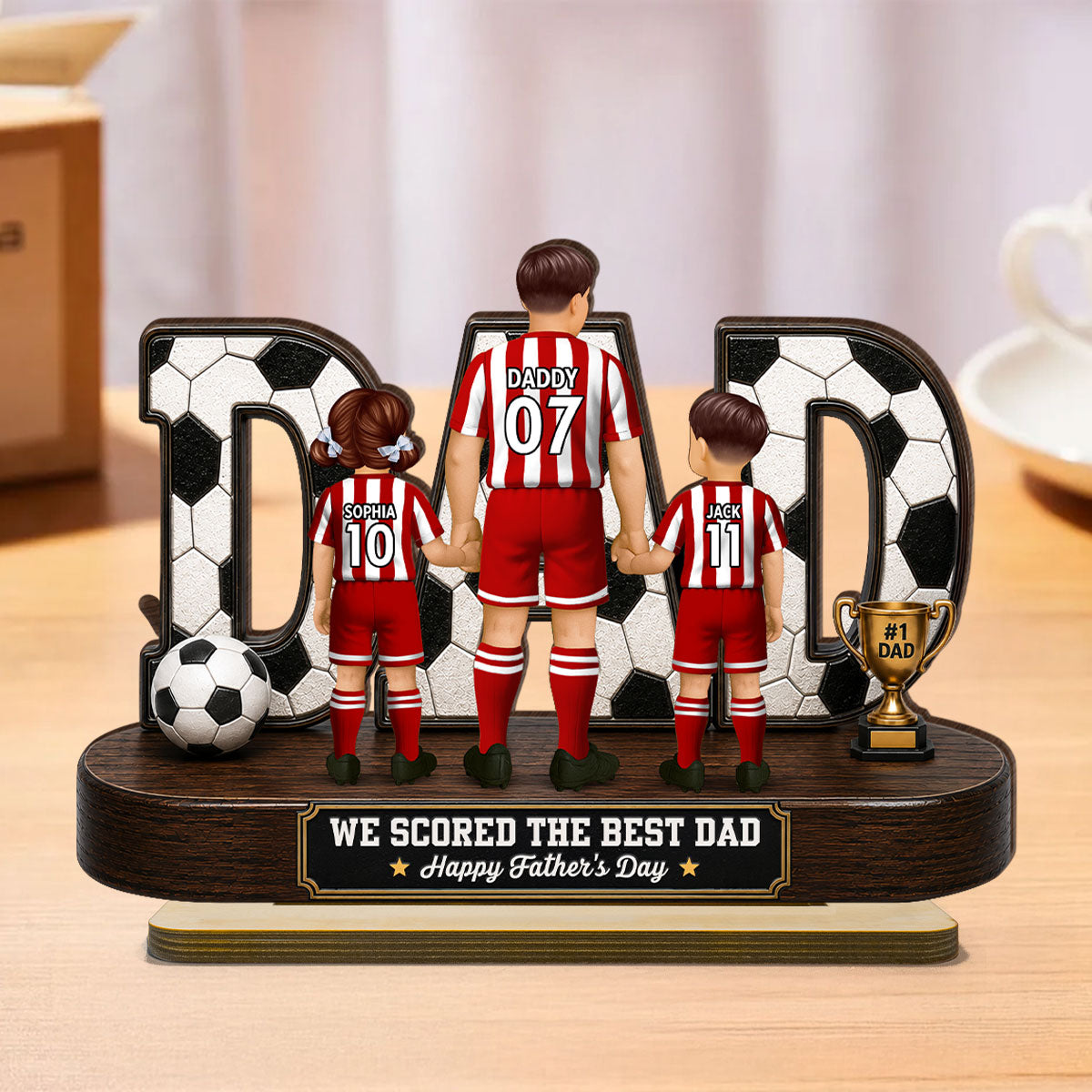 Soccer Dad Legend We Scored The Best Dad Back View - Personalized 2-Layered Wooden Plaque -  Gift For Dad, Husband, Soccer Lovers