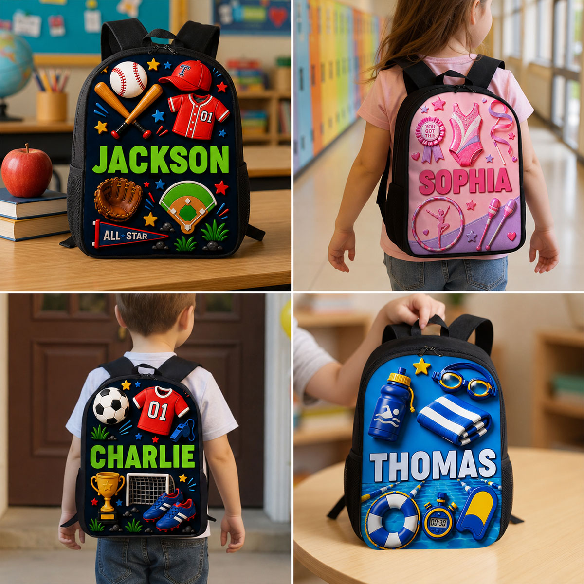 Magical Sports Soccer Baseball For Kids - Personalized Backpack - Back to School Gift for Kids, Boys, Girls