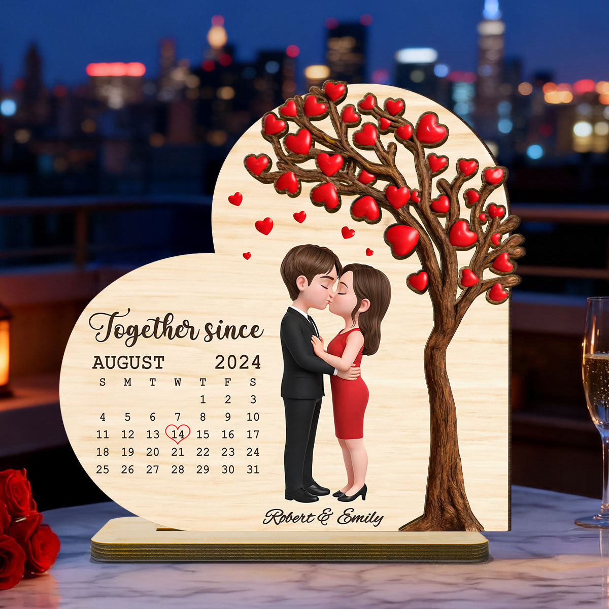 Together Since Calendar Sign - Personalized 2-Layered Wooden Plaque - Anniversary, Valentine's Day Gift, Gift For Him, Gift For Her