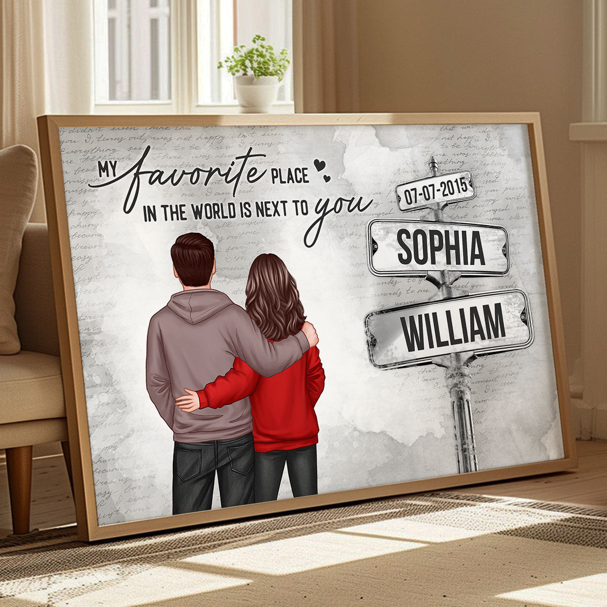 Couple Custom Name Sign Post - Personalized Poster - Perfect Gift for him, Gift for her