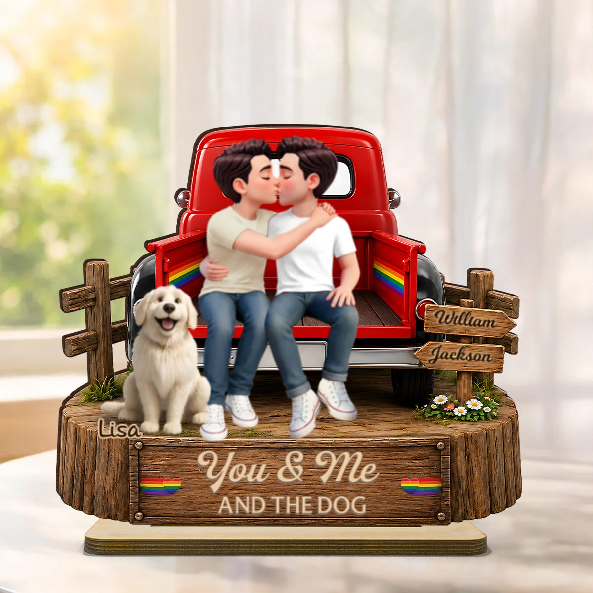 LGBT+ Couple You & Me And The Dogs - Personalized 2-Layered Wooden Plaque - Gift For Couple, Happy Pride Month