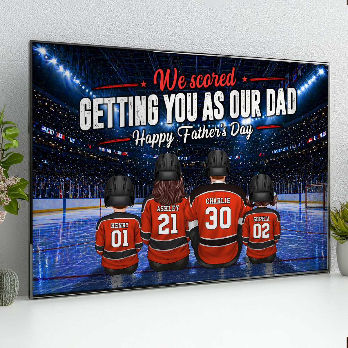 Hockey Dad We Scored Getting You As Our Dad - Personalized Poster - Father's Day Gift For Basketball Dad, Husband