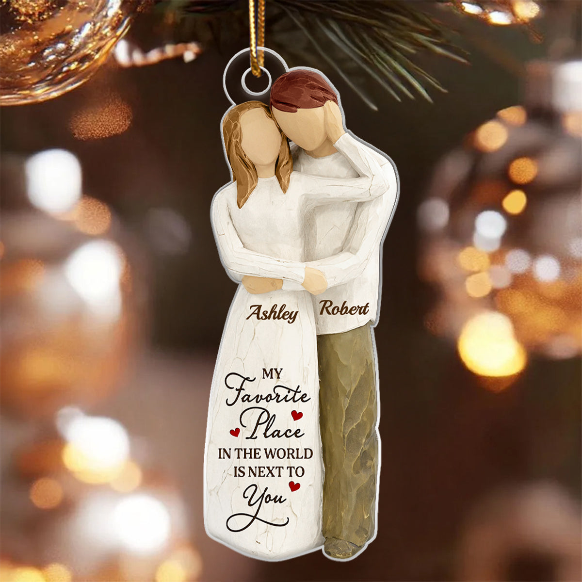 I Want To Grow Old With You Wooden Figurine - Personalized Acrylic Ornament - Heartwarming Christmas Gift For Him, For Her, For Couple