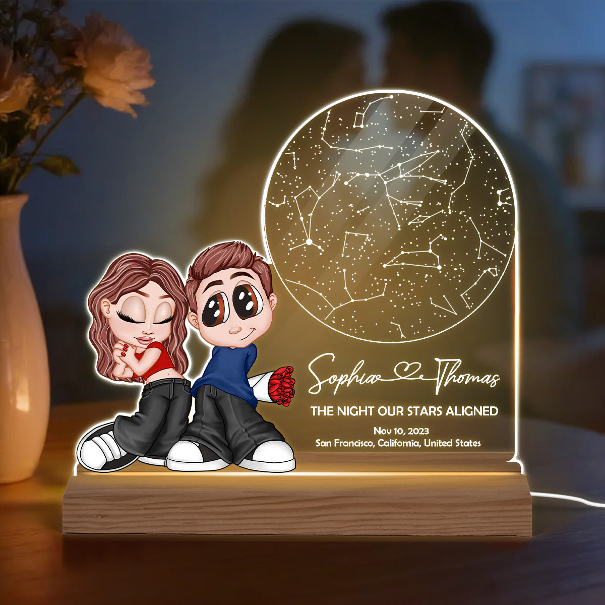 Y2K Couple Constellation Custom Star Map By Date & Location - Personalized Acrylic Plaque LED Night Light