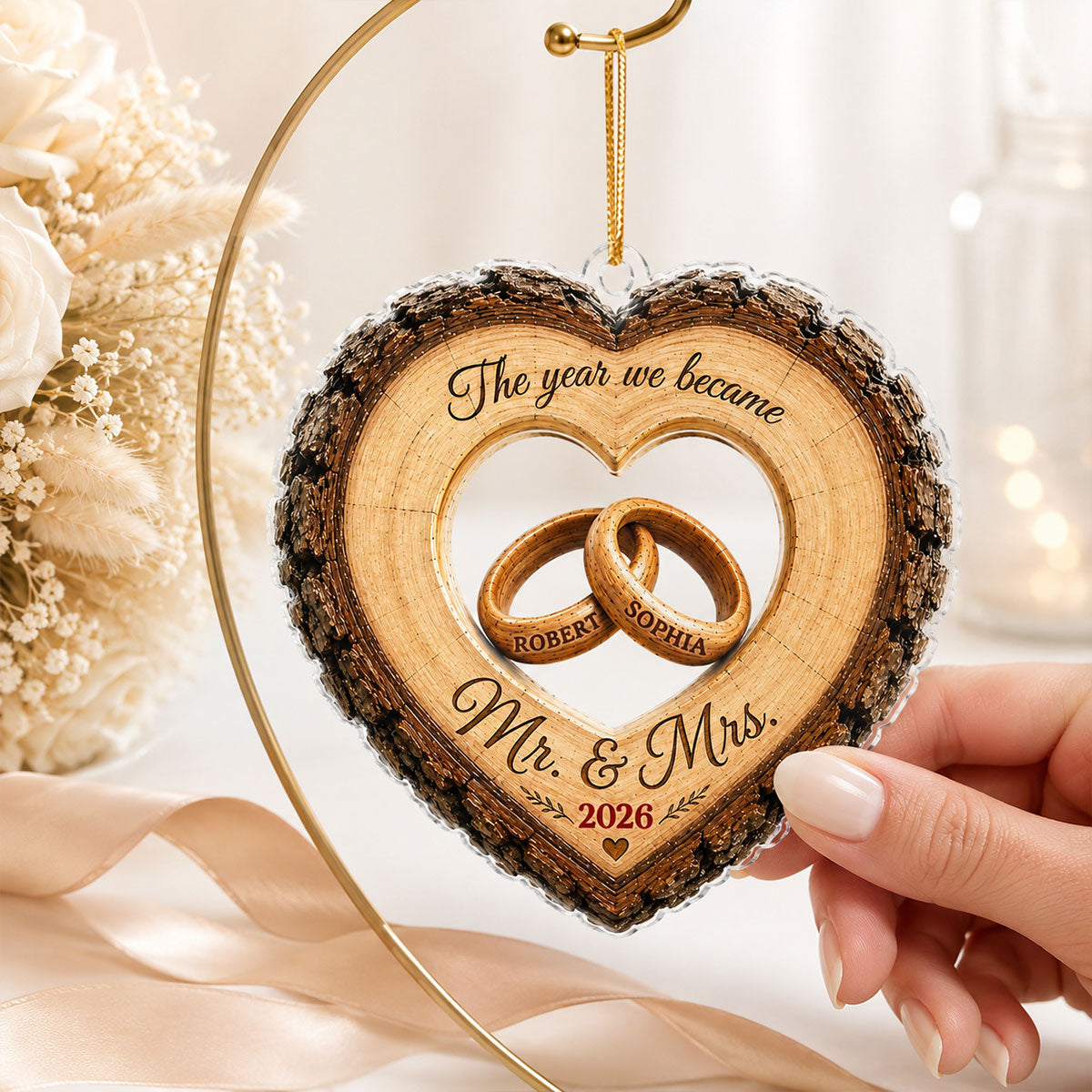 Together Forever Couple Anniversary 2D Flat - Personalized Acrylic Ornament - Heartfelt Gift for Her, for Him