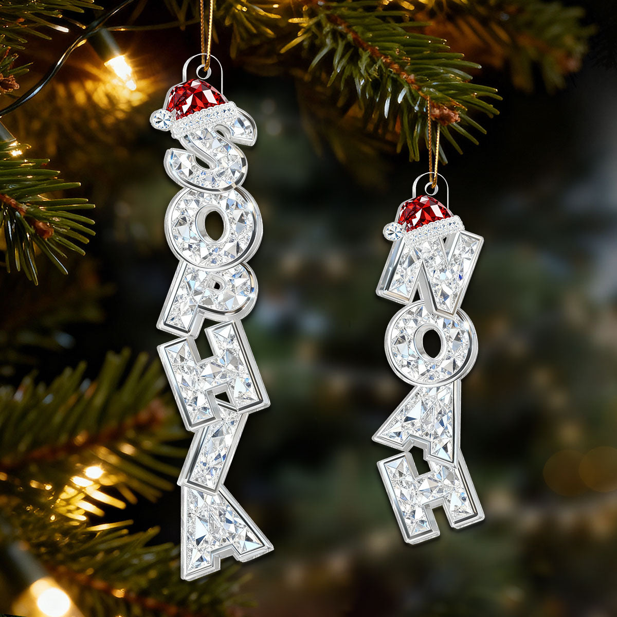 Beautiful Letters Custom Family Names Christmas - Personalized Acrylic Ornament - Gift For Family, Christmas Ornament, Christmas Stocking Name Tags