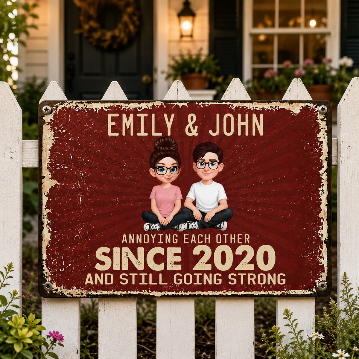 Annoy Each Other and Still Going Strong - Personalized Metal Sign- Funny Couple Gift, Romantic Gift for Anniversary, Wedding