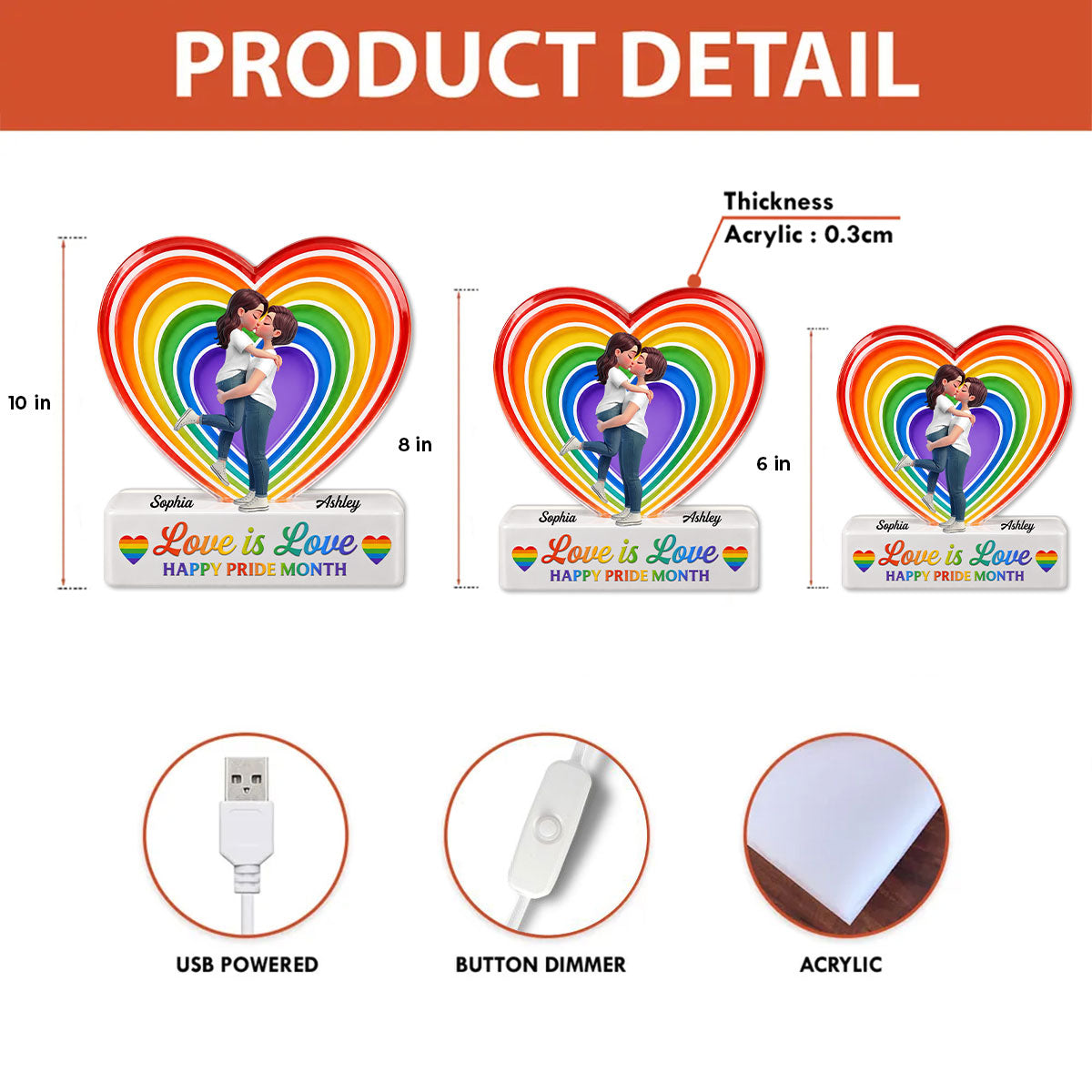 LGBT+ Couple Forever Love Is Love - Personalized Light Box - Gift For Couple, Happy Pride Month