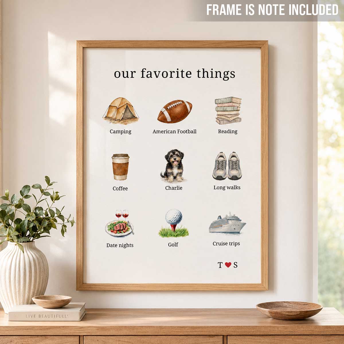 Our Favorite Things Couple & Dogs - Personalized Poster
