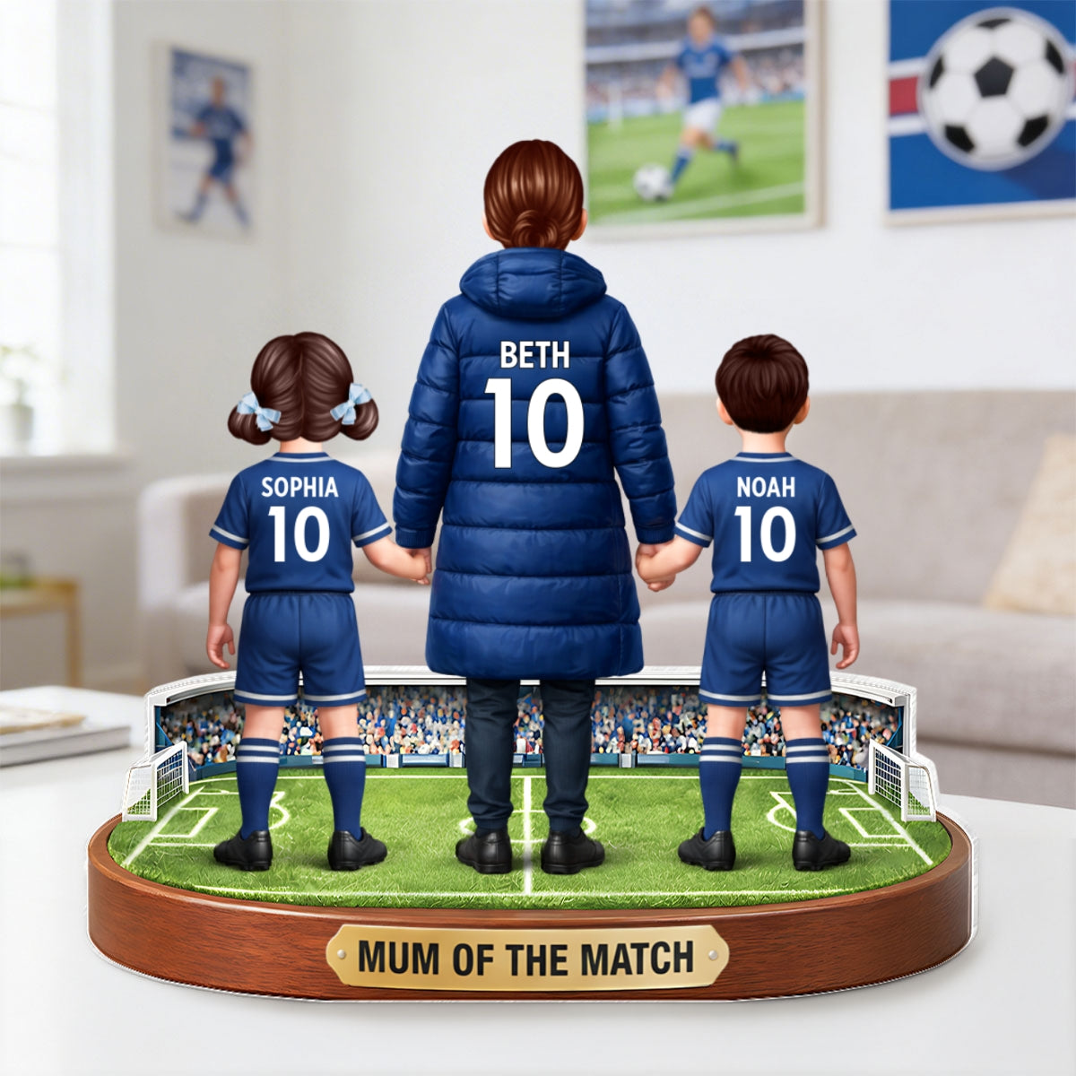 Mum Of The Match - Personalised Acrylic Block Plaque - Gift For Football Mum