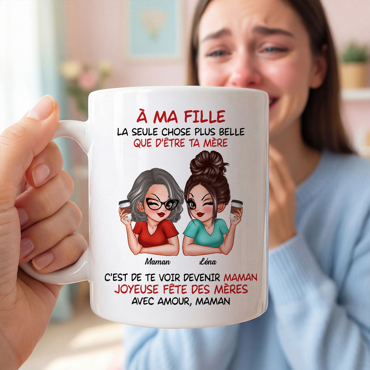 À ma fille – Te voir être maman – Mug personnalisé – Cadeau de Fête des Mères pour ma fille