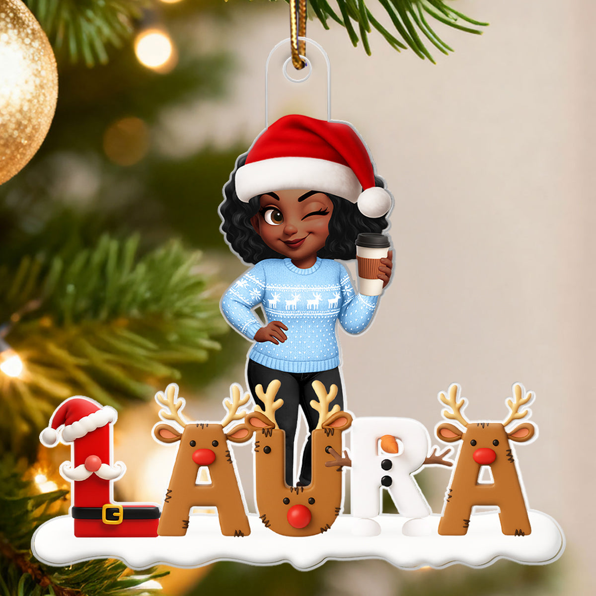 Custom Name Christmas Iconic Alphabet - Personalized Acrylic Ornament - Christmas Gift for Family, for Friends