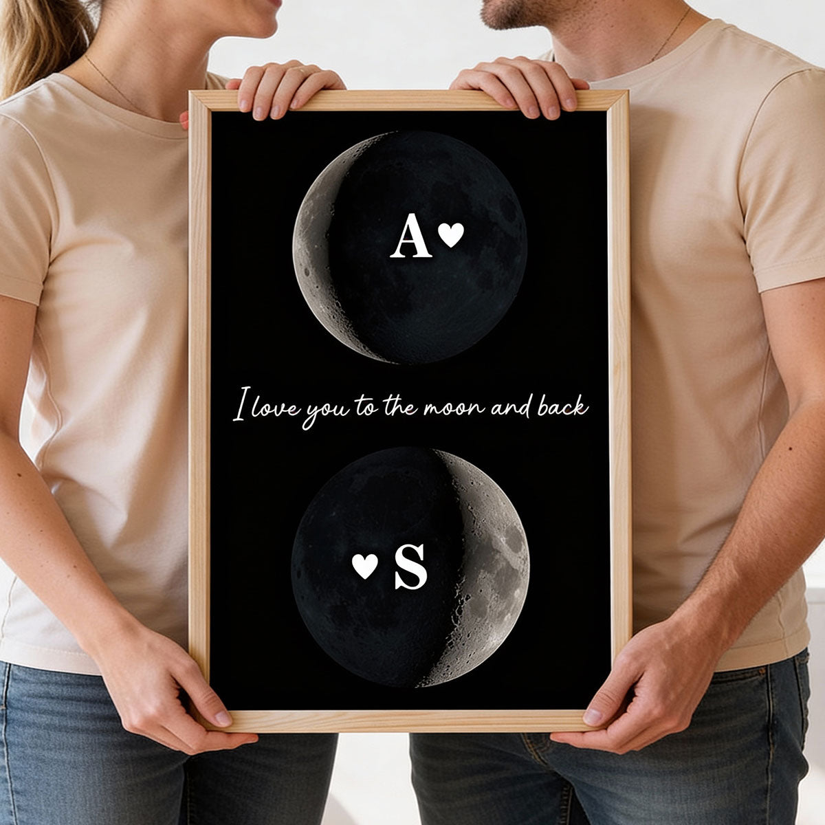 Custom Couple Birth Date Moon Phase - Personalized Poster - Valentine's Day Gift For Couple, For Her, For Him