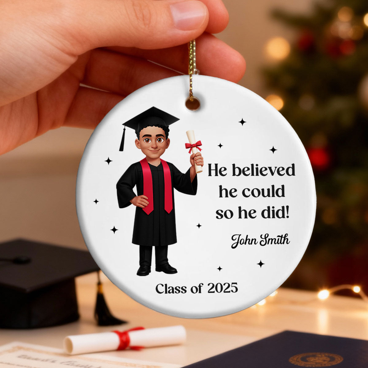And So The Adventure Begins Class Of 2025 2026 Senior - Personalized Ceramic Ornament - Gift For Graduates, Daughter, Son