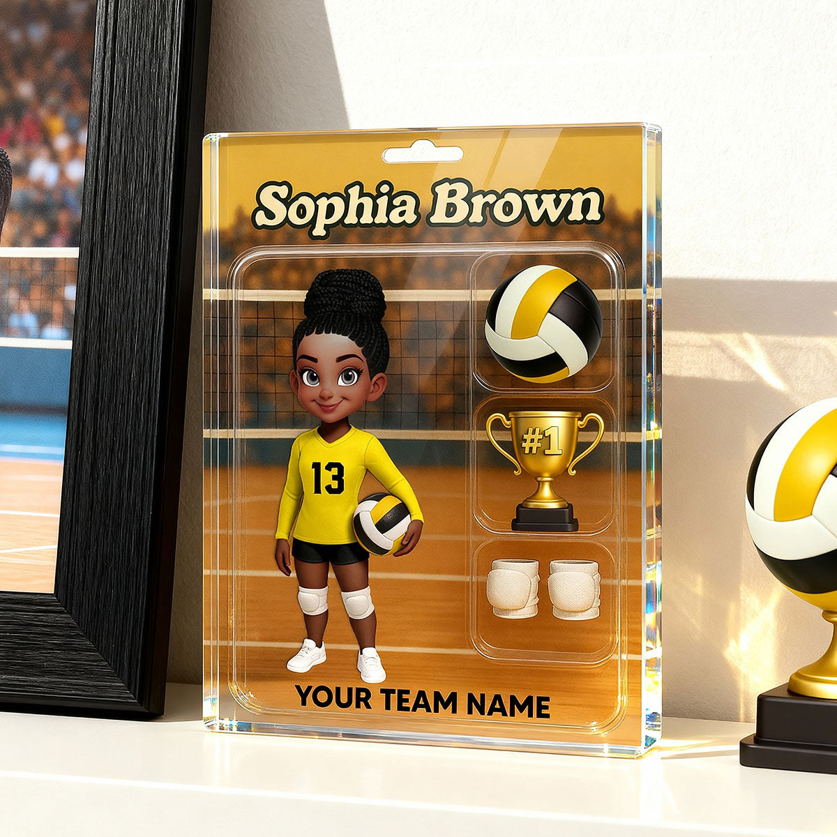 3D Effect Volleyball Player Custom Figure Style - Personalized Acrylic Block Plaque - Christmas Gift For Volleyball Players