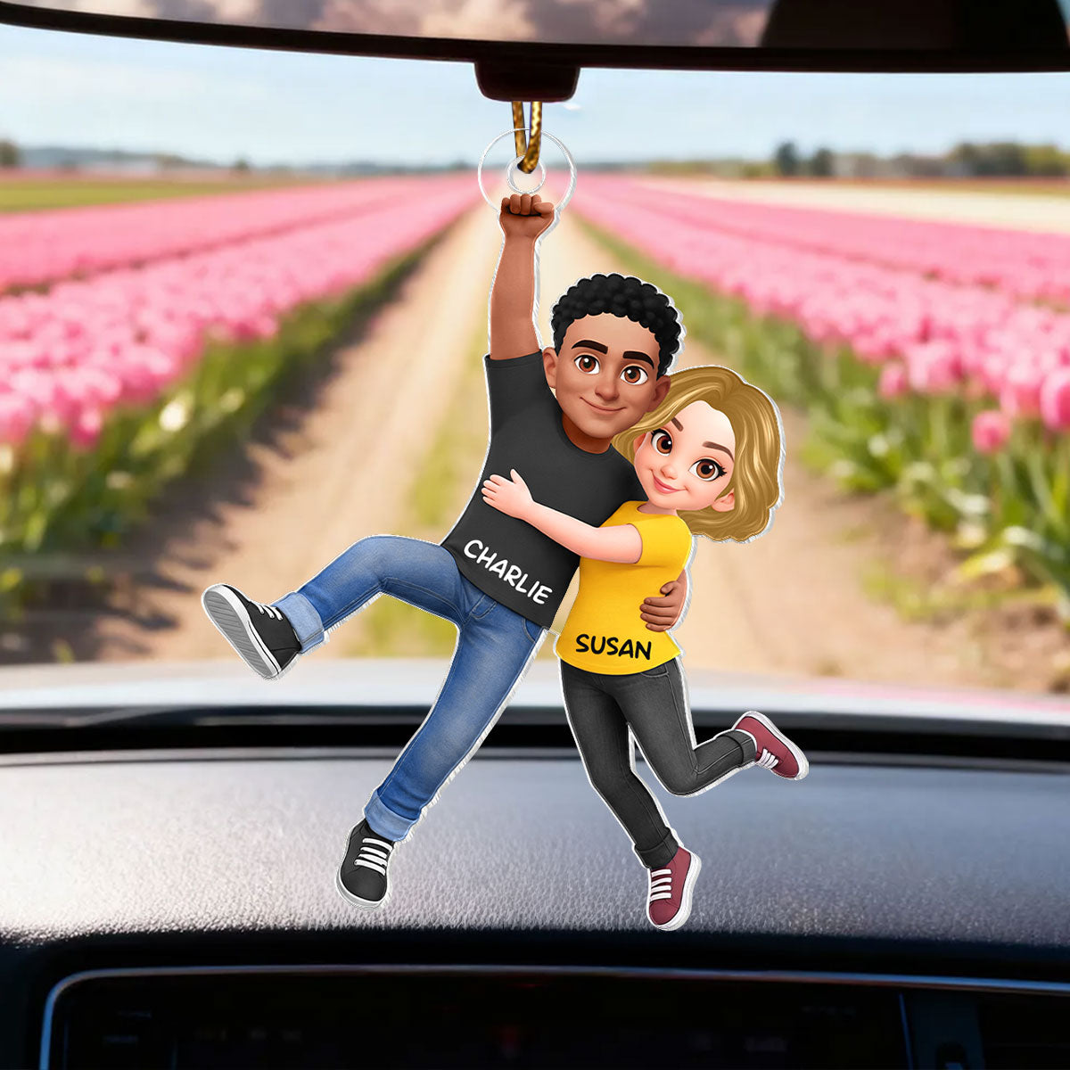 Flying Couple - Personalized Car Hanger - Gift for Couple, for Him, for Her