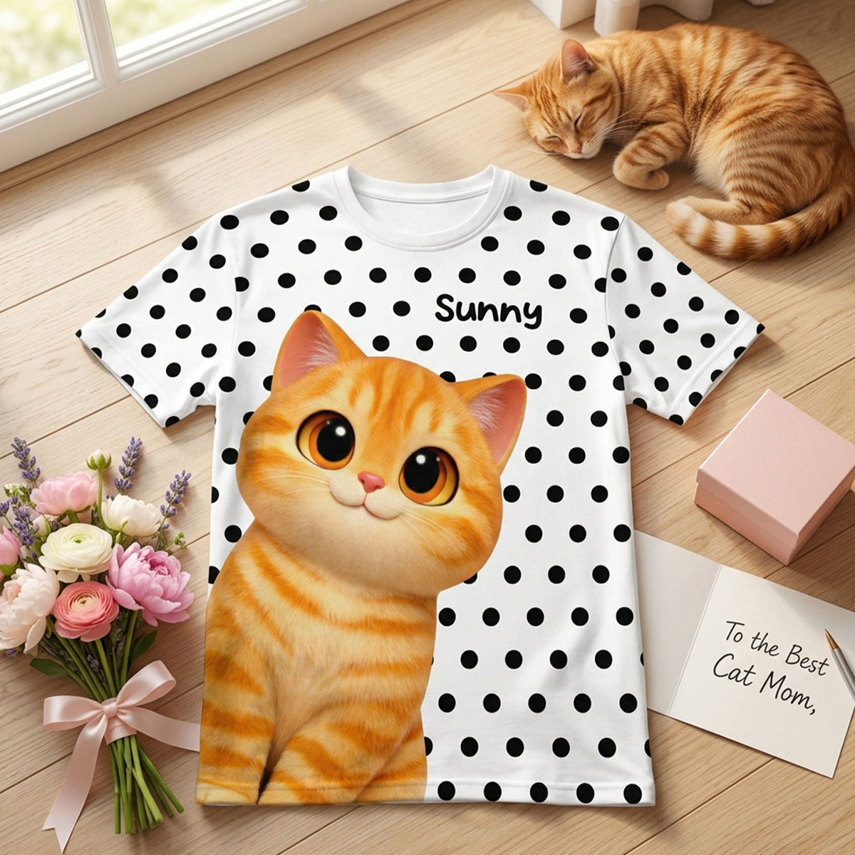 Trendy 2026 Style Polka Dot Cat Mom - Personalized Shirt - Trending Gift For Cat Mom
