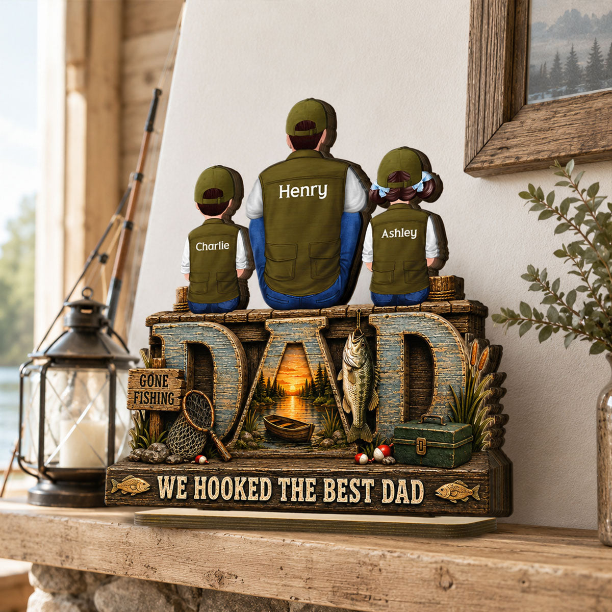 Trending We Hooked The Best Dad - Personalized 2-Layered Wooden Plaque - Gift For Fishing Dad, Fishing Lovers