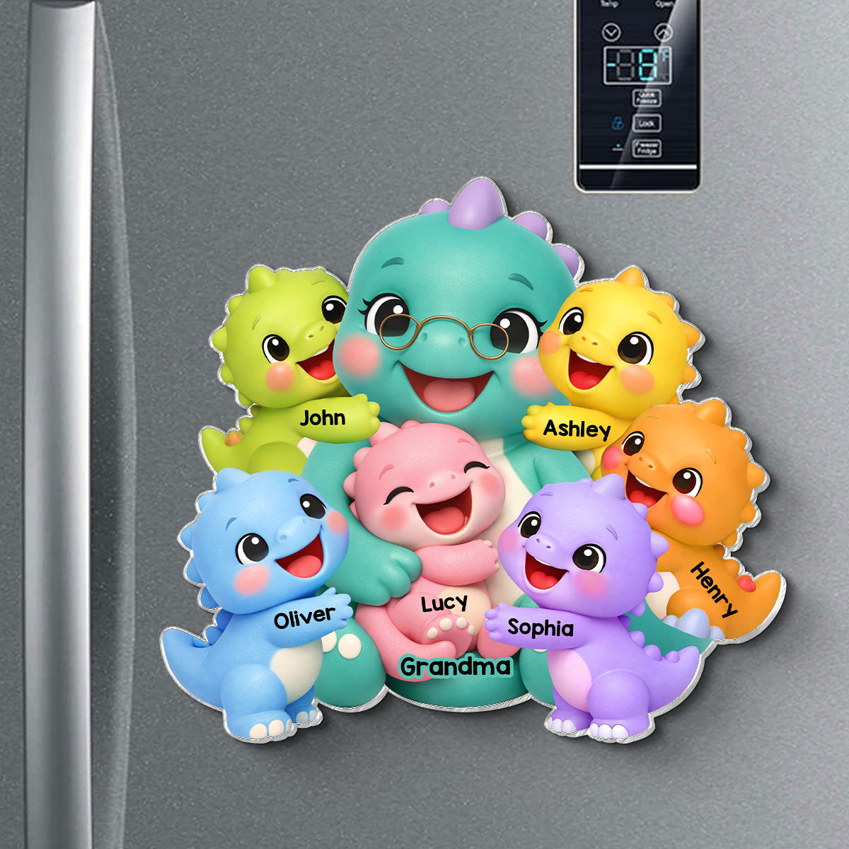 Colorful Cute Grandmasaurus Like Normal Grandma But More Awesome - Personalized Acrylic Fridge Magnet - Gift For Grandma