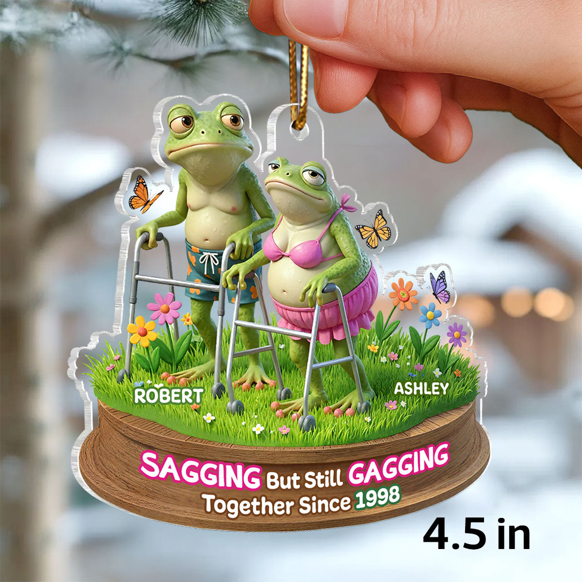 Sagging But Still Gagging Funny Old Couple - Personalized Acrylic Ornament - Christmas Gift for him, Gift for her