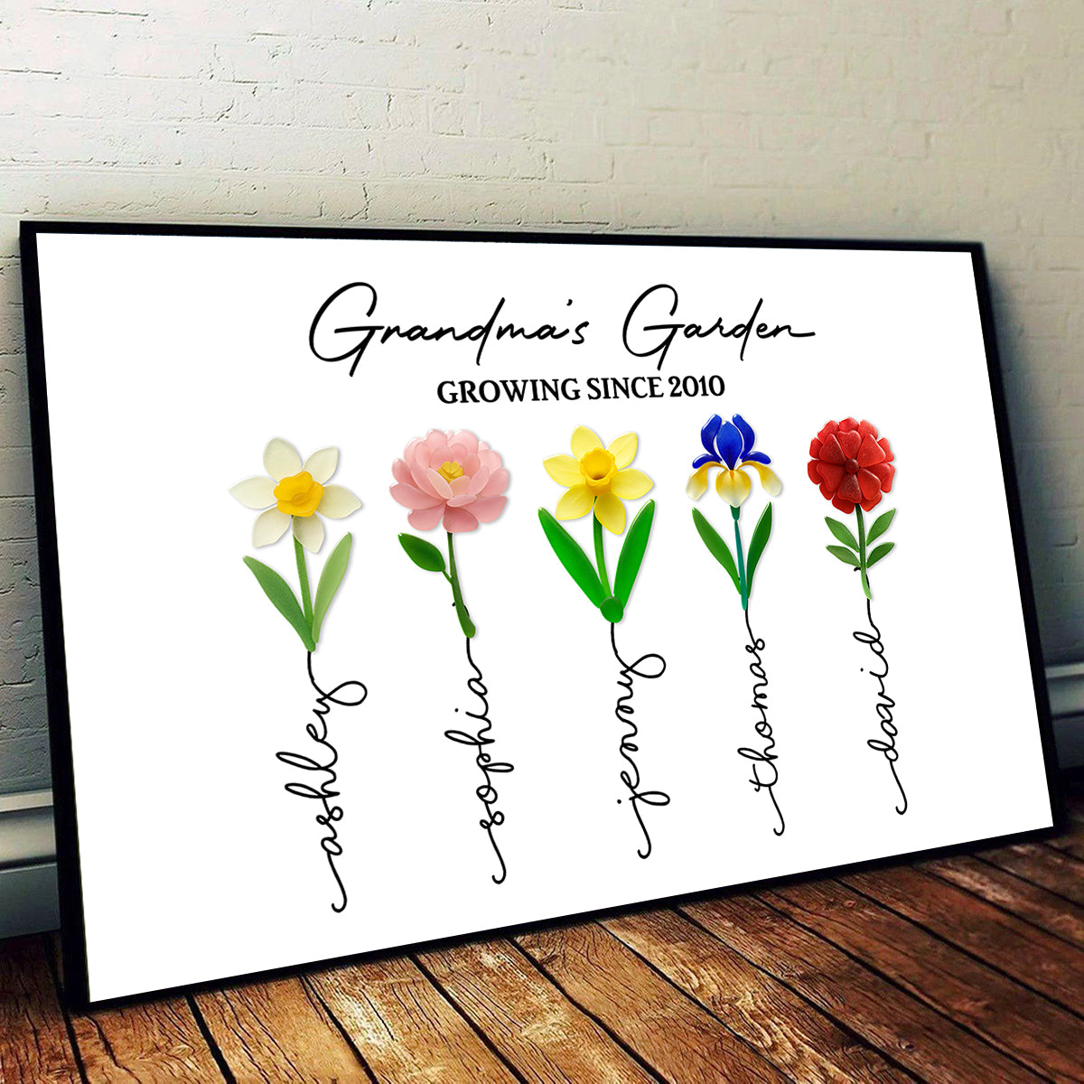 Grandma's Garden 3D Sea Glass - Personalized Poster - Christmas Gift for Grandma
