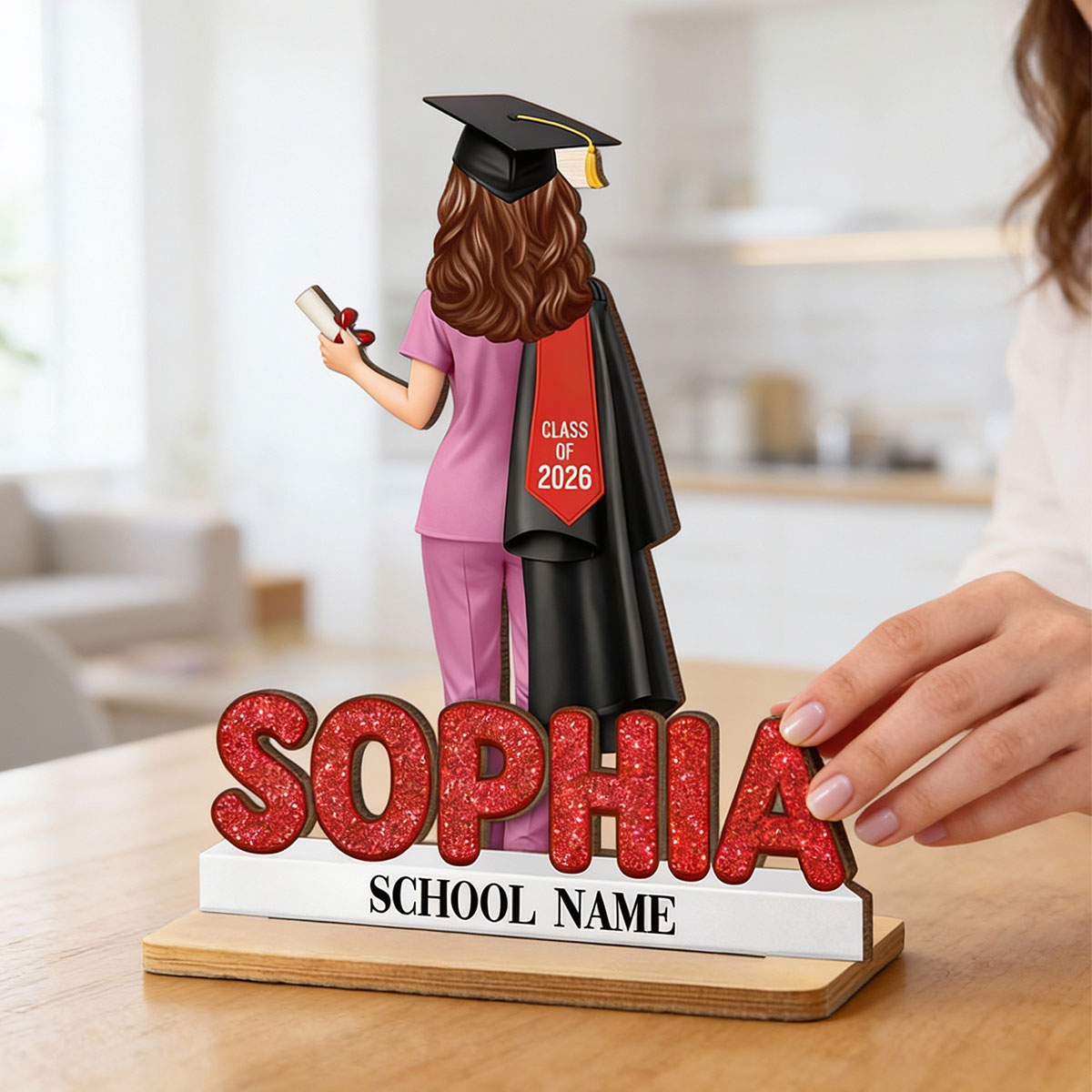Nurse Graduation Class Of 2026 - Personalized 2-Layered Wooden Plaque - Graduation Gift For Seniors, Daughter, Son, Grandkids