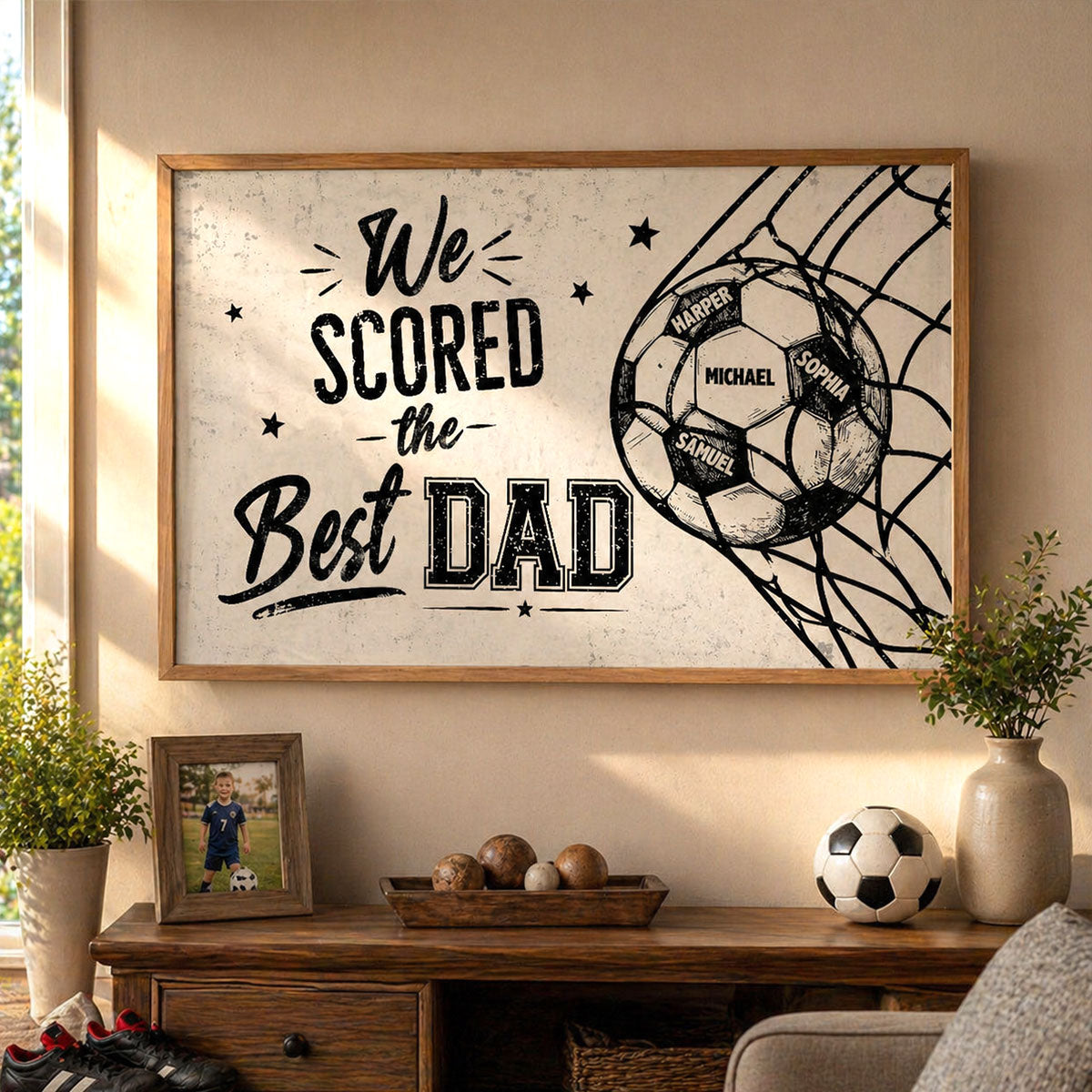 We Scored The Best Dad - Personalized Poster - Father's Day Gift For UK Football, US Soccer Dad