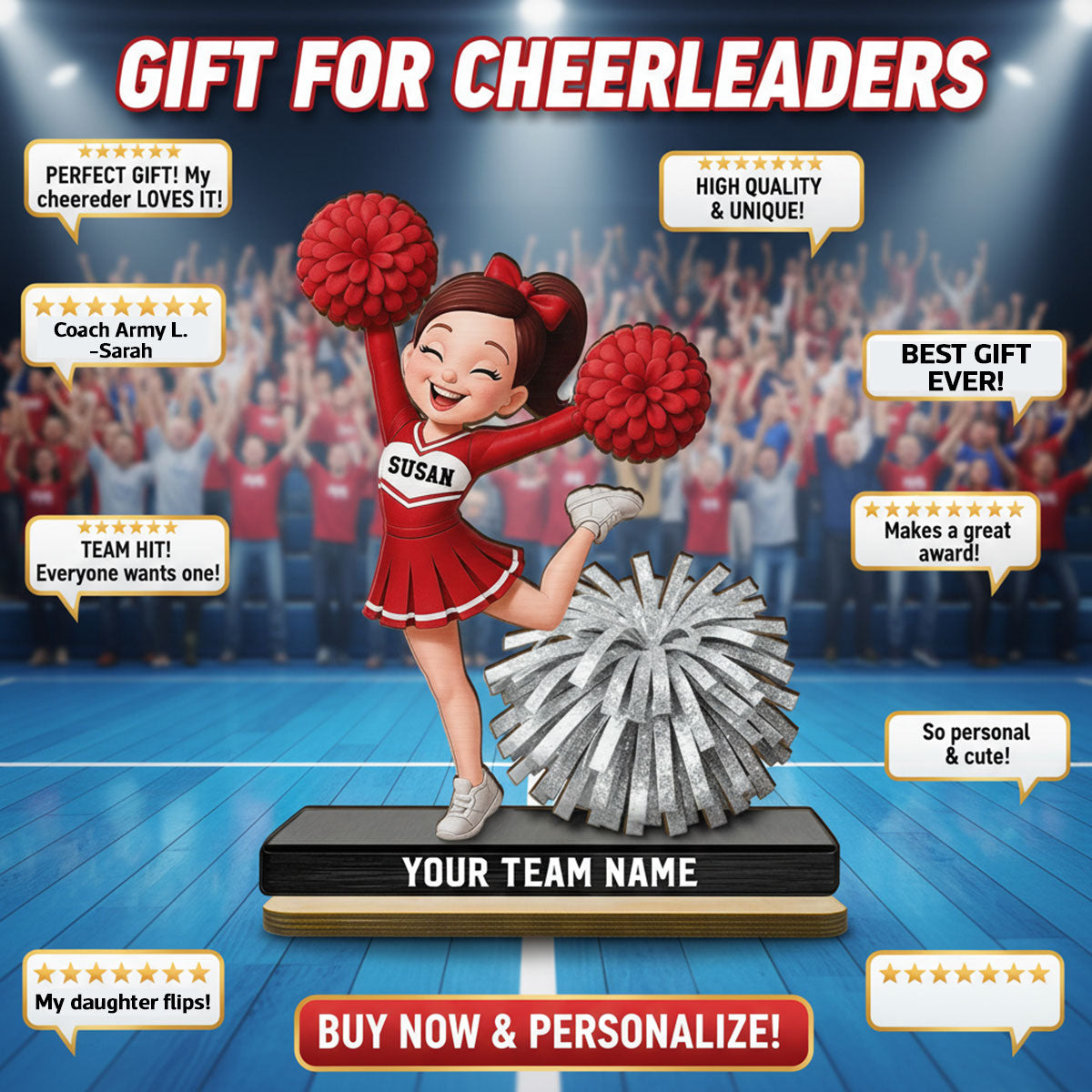 Proud Cheerleader - Personalized 2-Layered Wooden Plaque - Gift For Cheerleaders