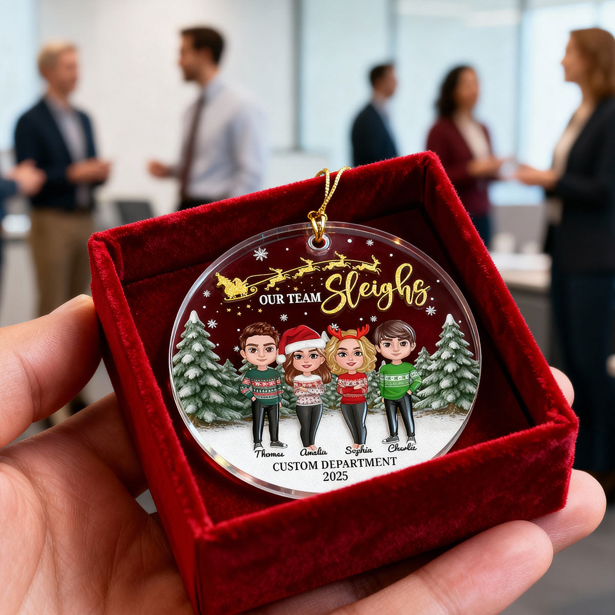 Our Team Sleighs Best Team Ever - Personalized Acrylic Ornament, Company Christmas Gift For Staff, For Employees