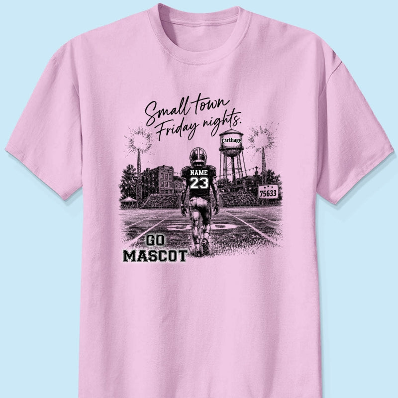Custom Town Name and Zip Code - Personalized Shirt - Small Town Football, Game Day Hometown Spirit