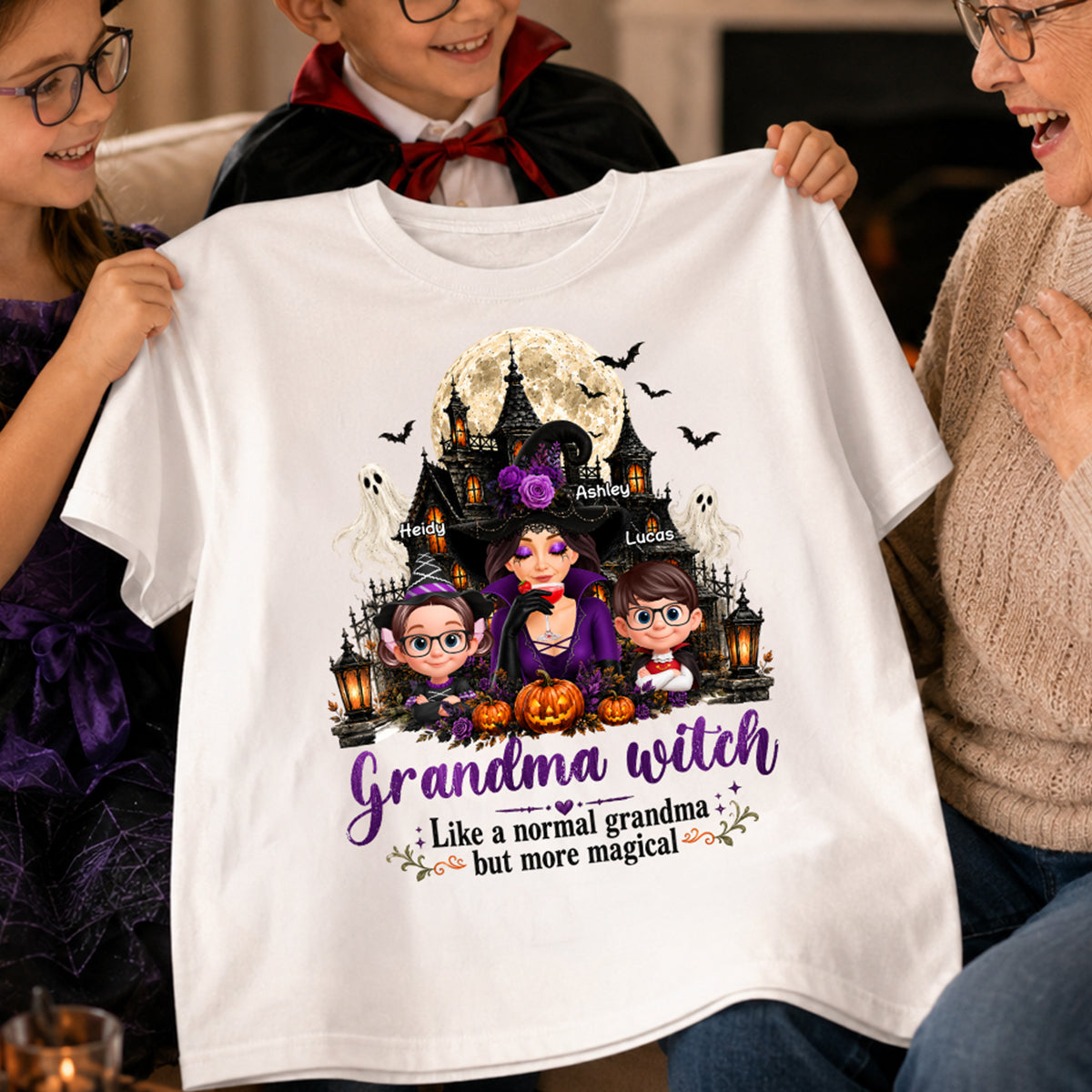 Grandma Witch More Magical - Personalized Shirt - Trendy Halloween Tee for Grandma