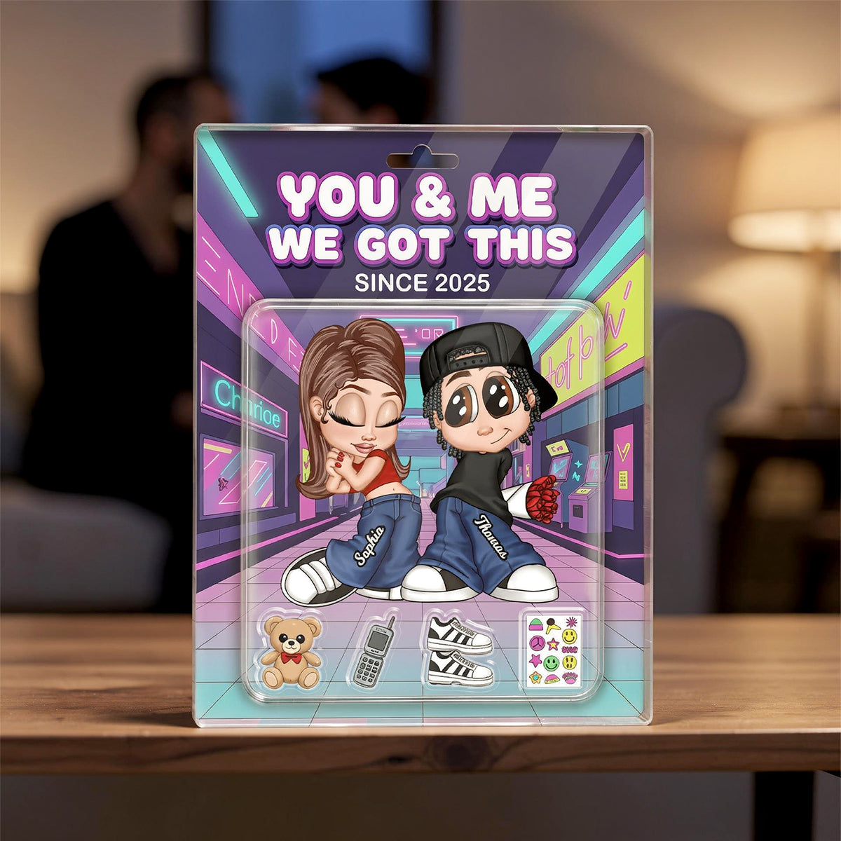 Y2K Couple Action Figure - Personalized Acrylic Block Plaque - Sentimental Valentine's Day Gift for him, for her