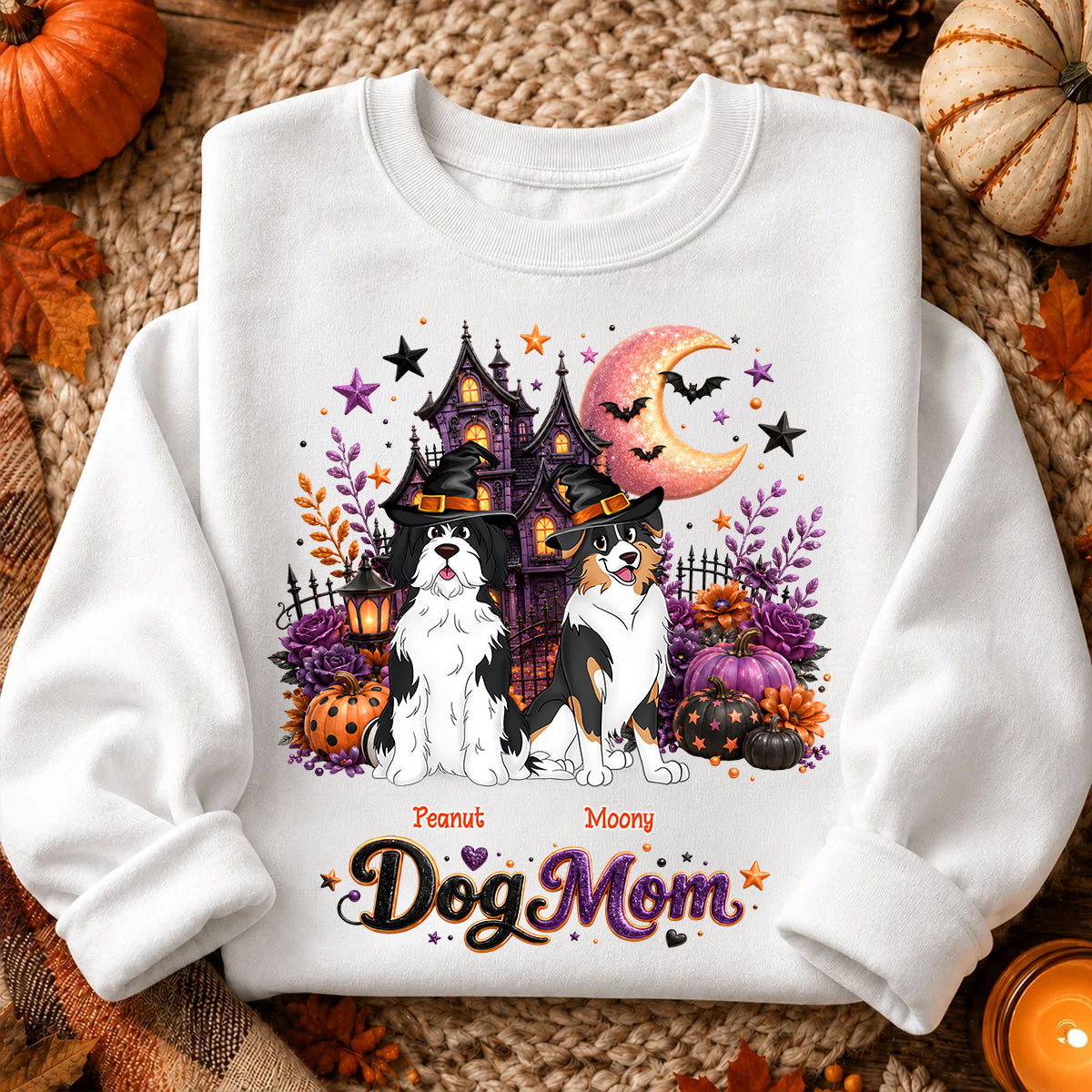 Dog Mom Spooky Haunted House Halloween - Personalized Shirt - Halloween Gift, Gift For Dog Lovers