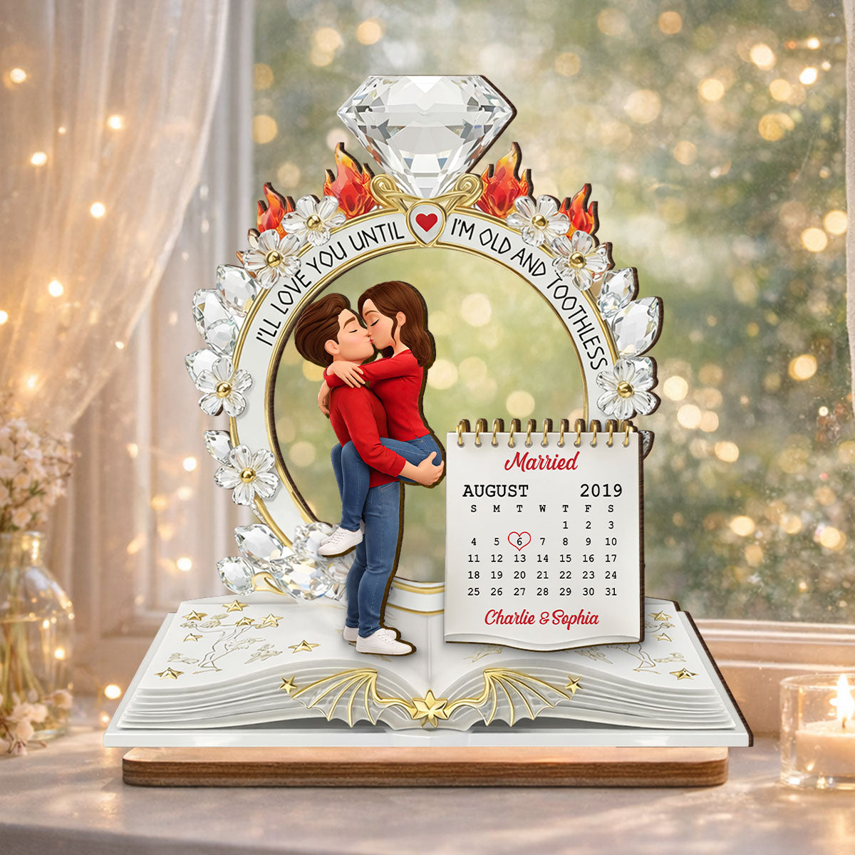 I'll Love You Until I'm Old And Toothless - Personalized 2-Layered Wooden Plaque - Anniversary, Valentine's Day Gift, Gift For Him, Gift For Her
