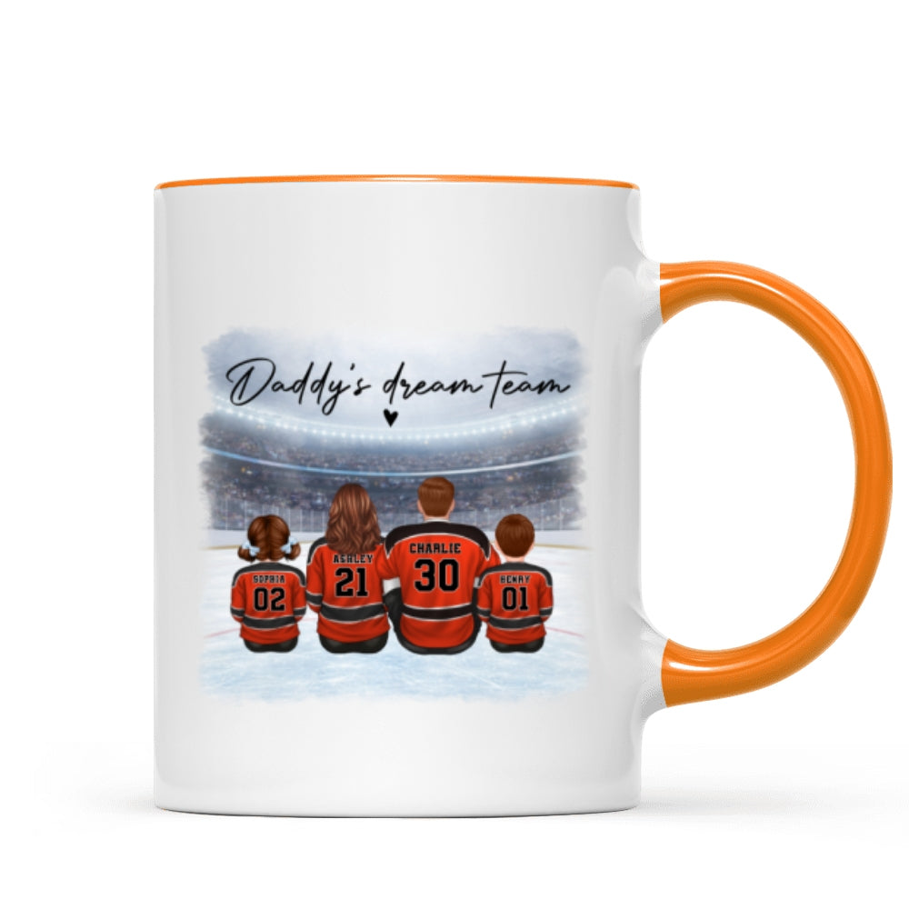 Daddy's Dream Team Hockey Family - Personalized Mug - Gift For Hockey Family