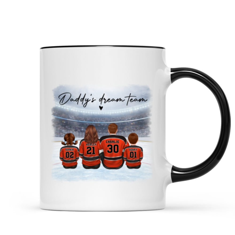 Daddy's Dream Team Hockey Family - Personalized Mug - Gift For Hockey Family