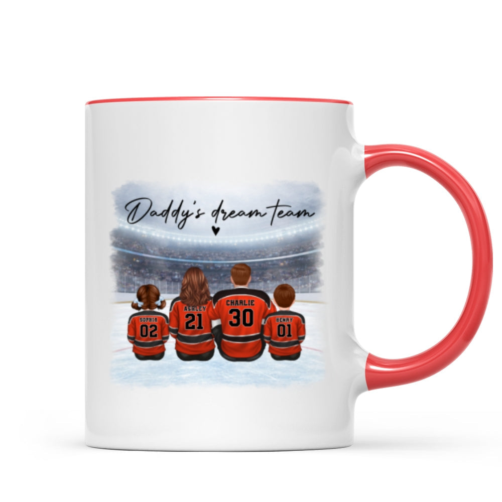 Daddy's Dream Team Hockey Family - Personalized Mug - Gift For Hockey Family