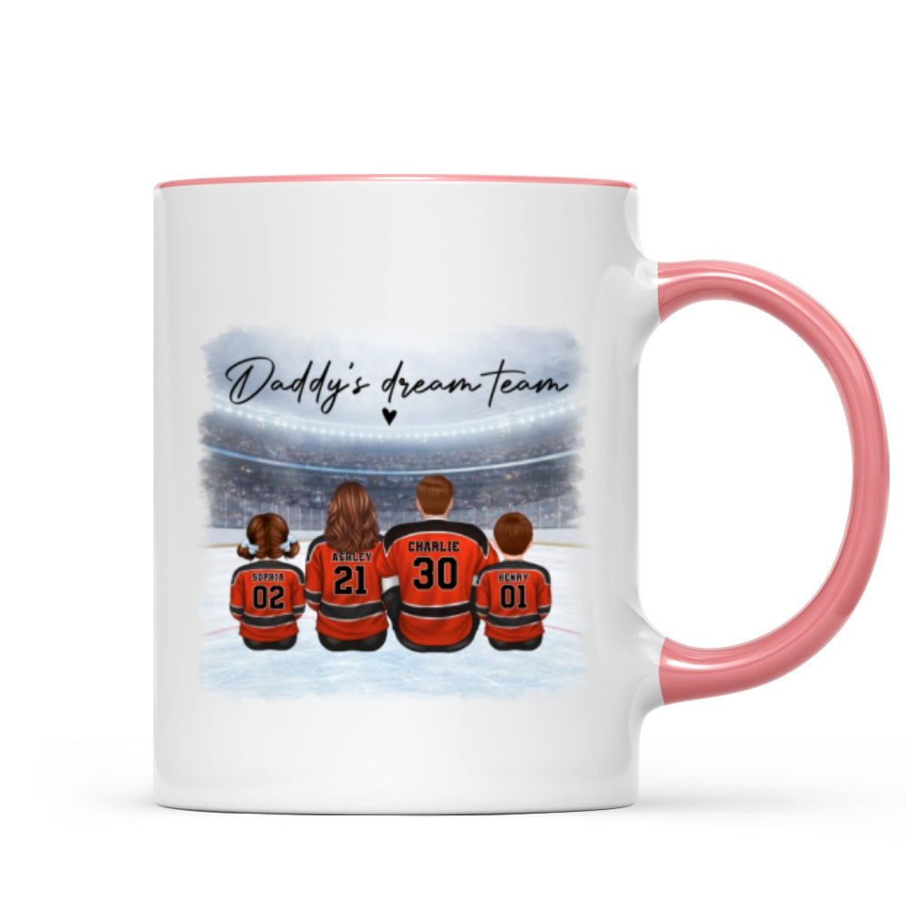 Daddy's Dream Team Hockey Family - Personalized Mug - Gift For Hockey Family