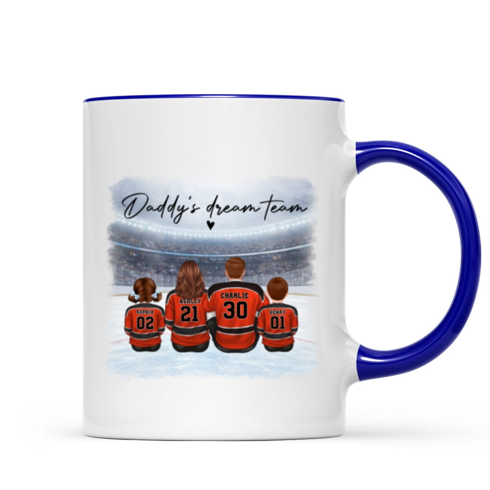 Daddy's Dream Team Hockey Family - Personalized Mug - Gift For Hockey Family