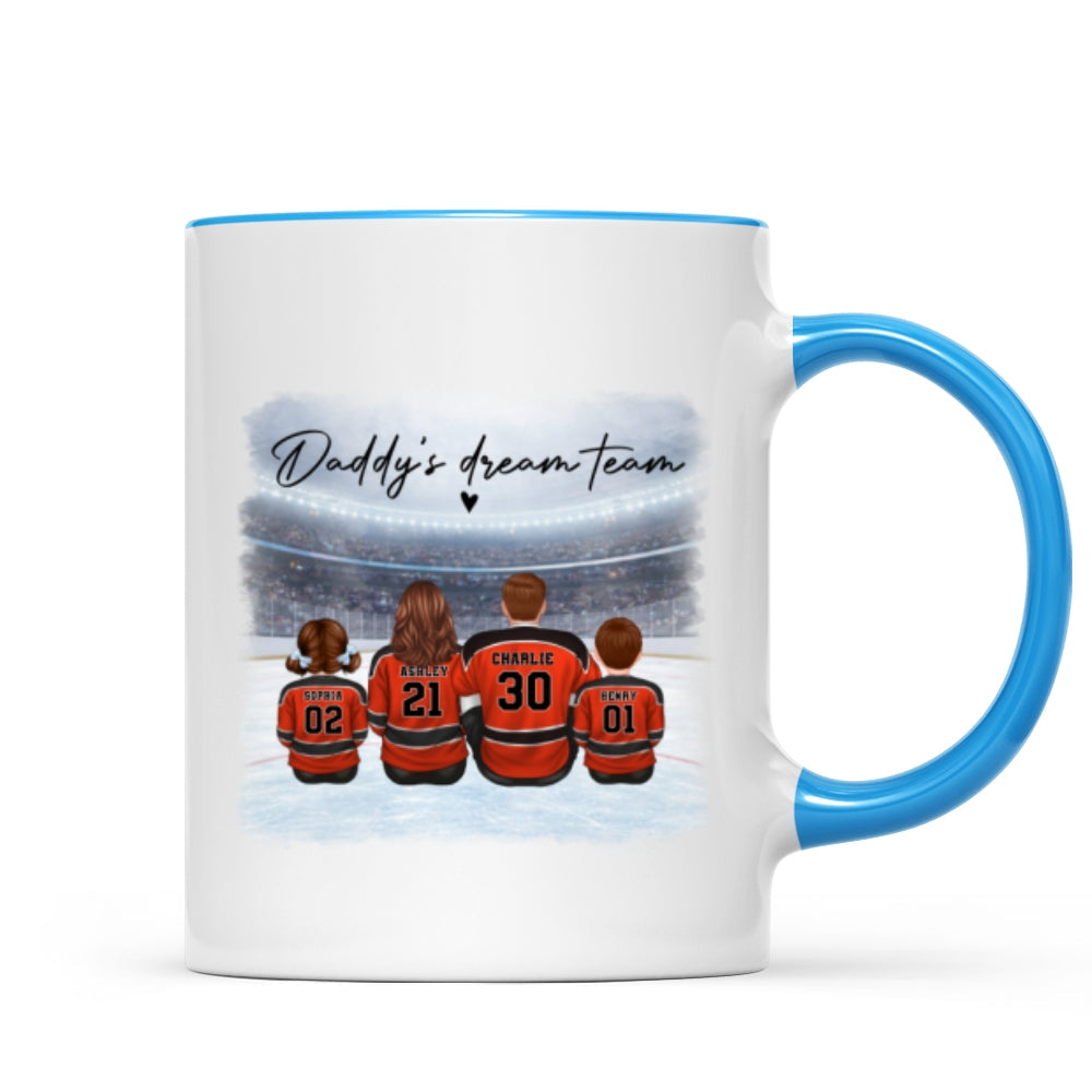 Daddy's Dream Team Hockey Family - Personalized Mug - Gift For Hockey Family