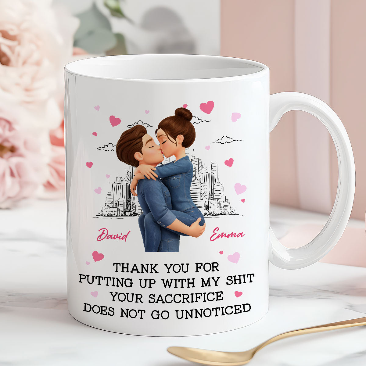 Thank You for Putting Up with My Sh*t - Personalized Mug - Funny Valentine's Day Gift for Her